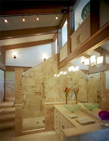Vanity in the Master Bath is frabricated from Jerusalem Stone