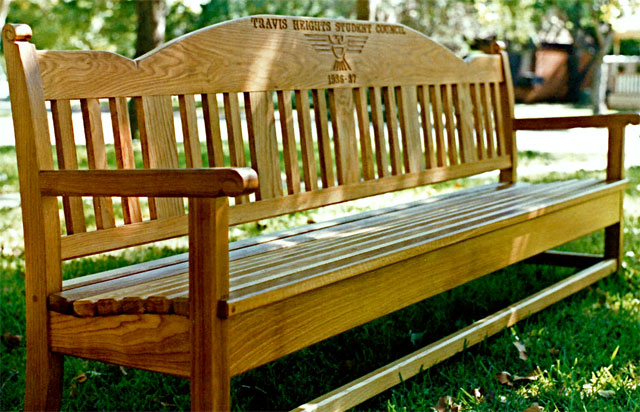 Travis Heights Elementary Custom Wooden Bench 02